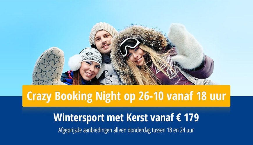 Crazy Booking Night Wintersport met kerst